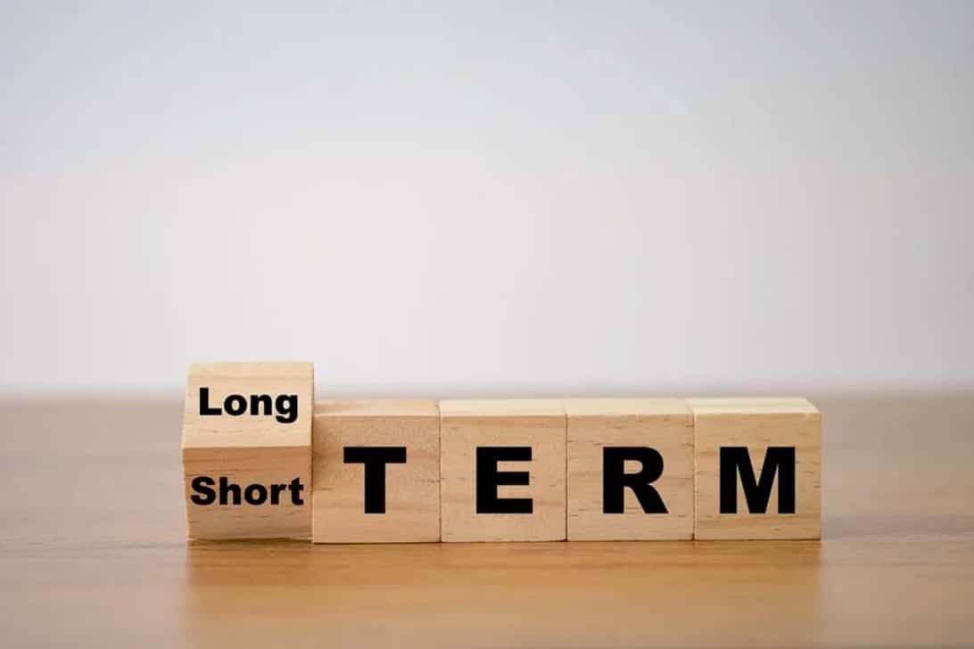 Decorative photo showing a word blog spelling long and short term
